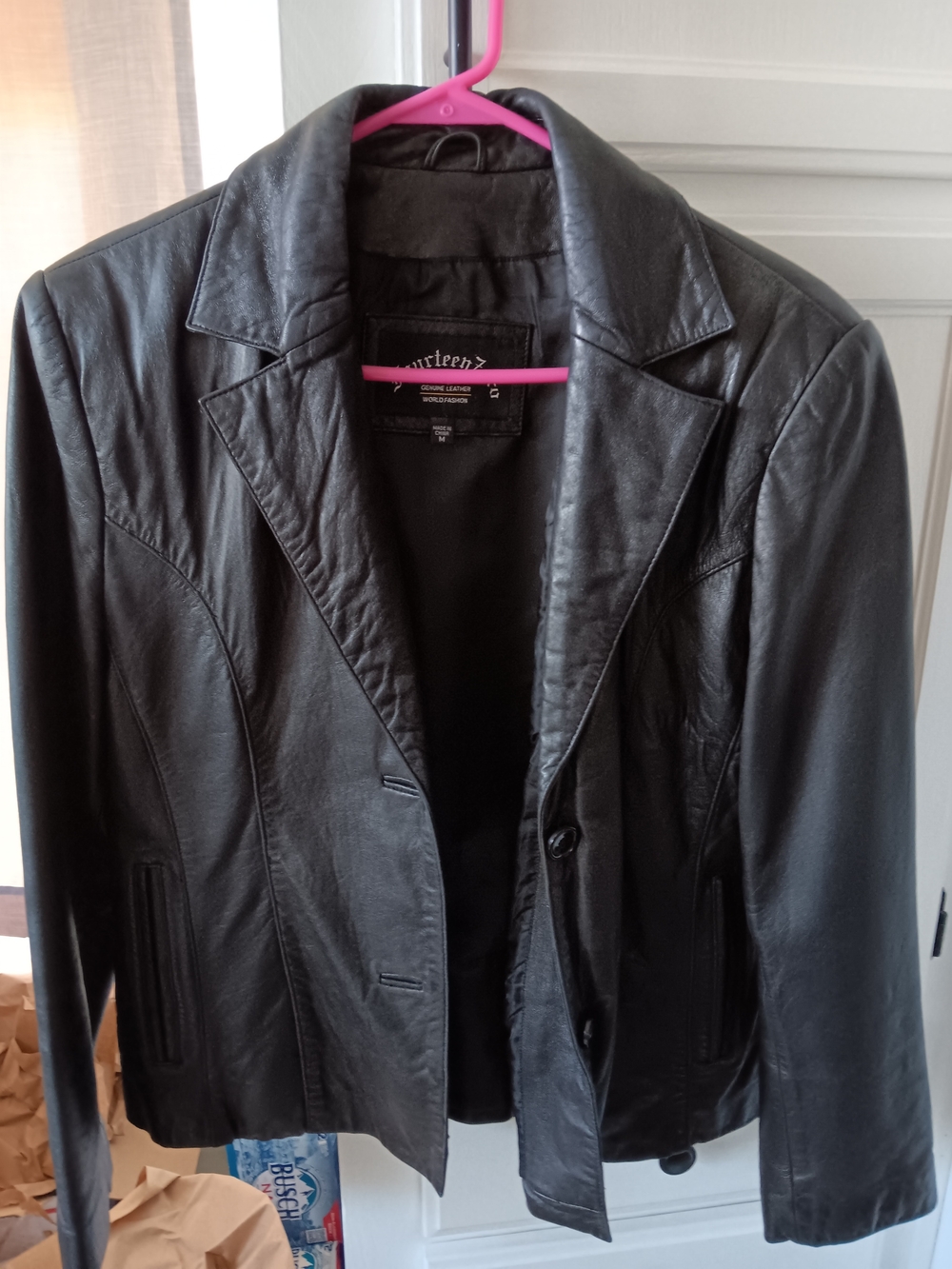 Womens Fourteen  Zero Soft Leather Jacket With Side Pockets Size M